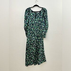 Topshop Long Sleeve Floral Print Midi Dress